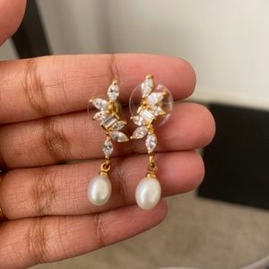 Gold plated pearl danglers